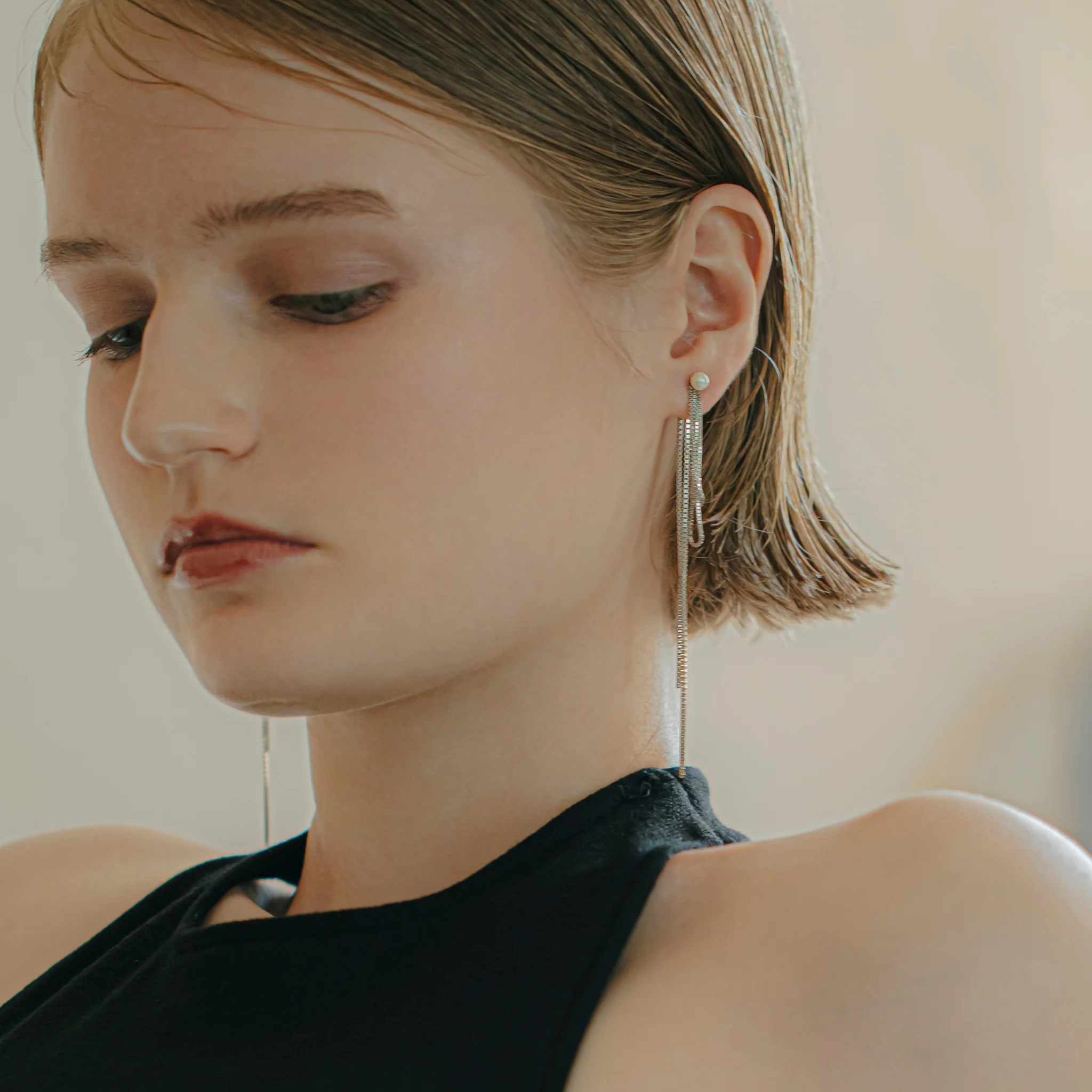 【link】リボンチェーンピアス silver (EP-046-SV)