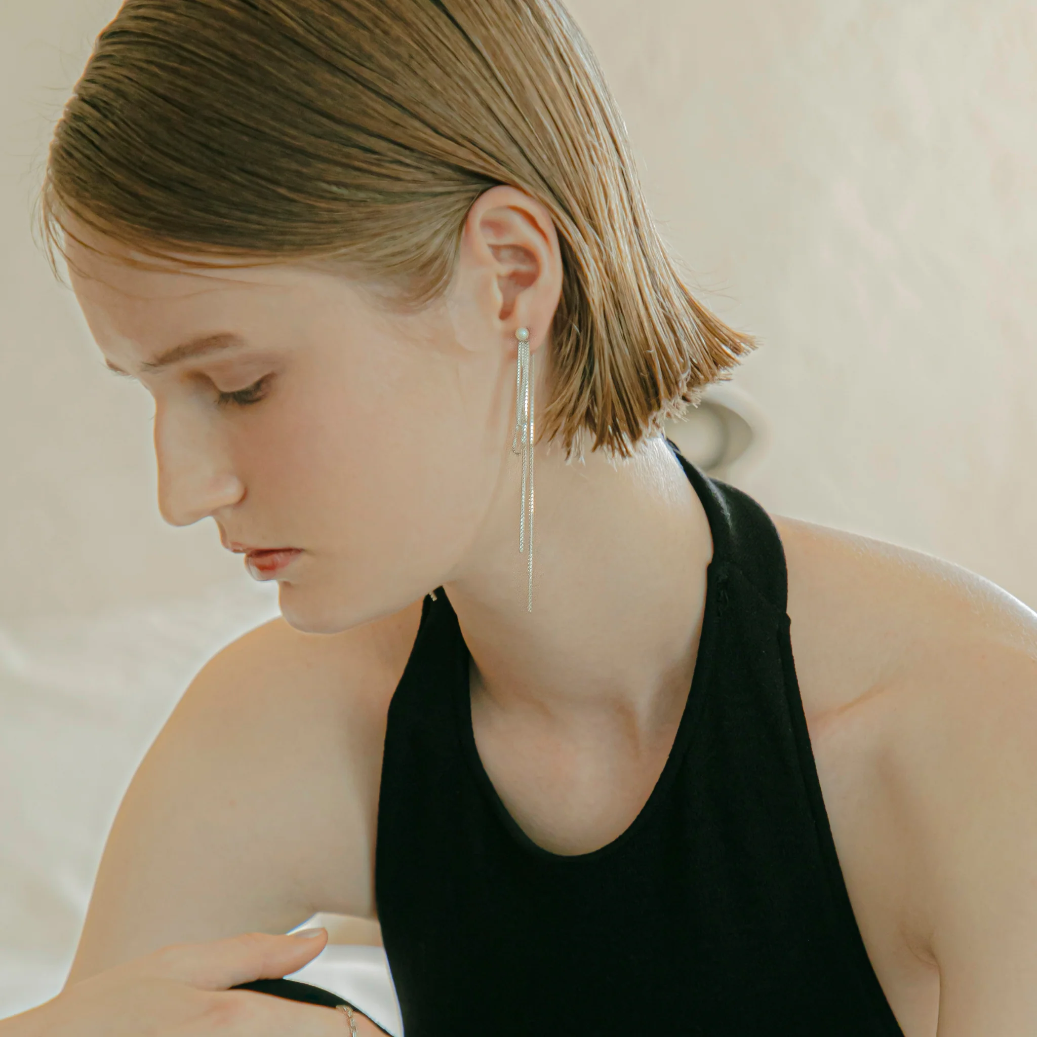 【link】リボンチェーンピアス silver (EP-046-SV)