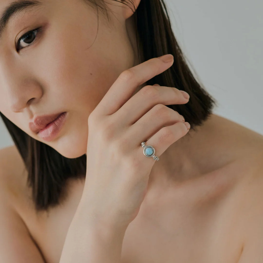 【glint】天然石チェーンフリーサイズリングφ6.0㎜ silver-ラリマー【RING-038-SV-LM】