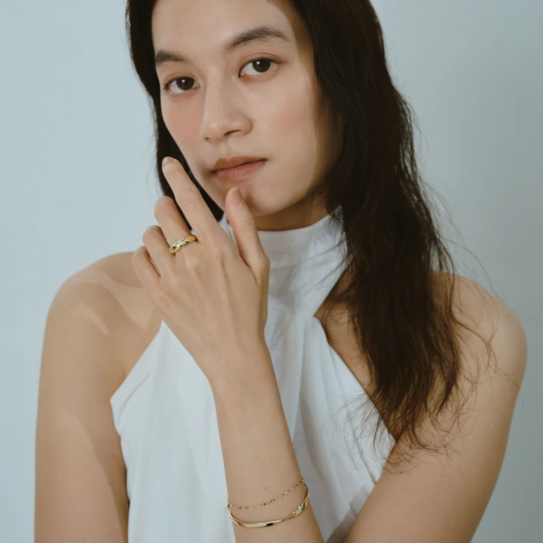 【bonbon】フローイングメレリング gold【 RING-042-GD】