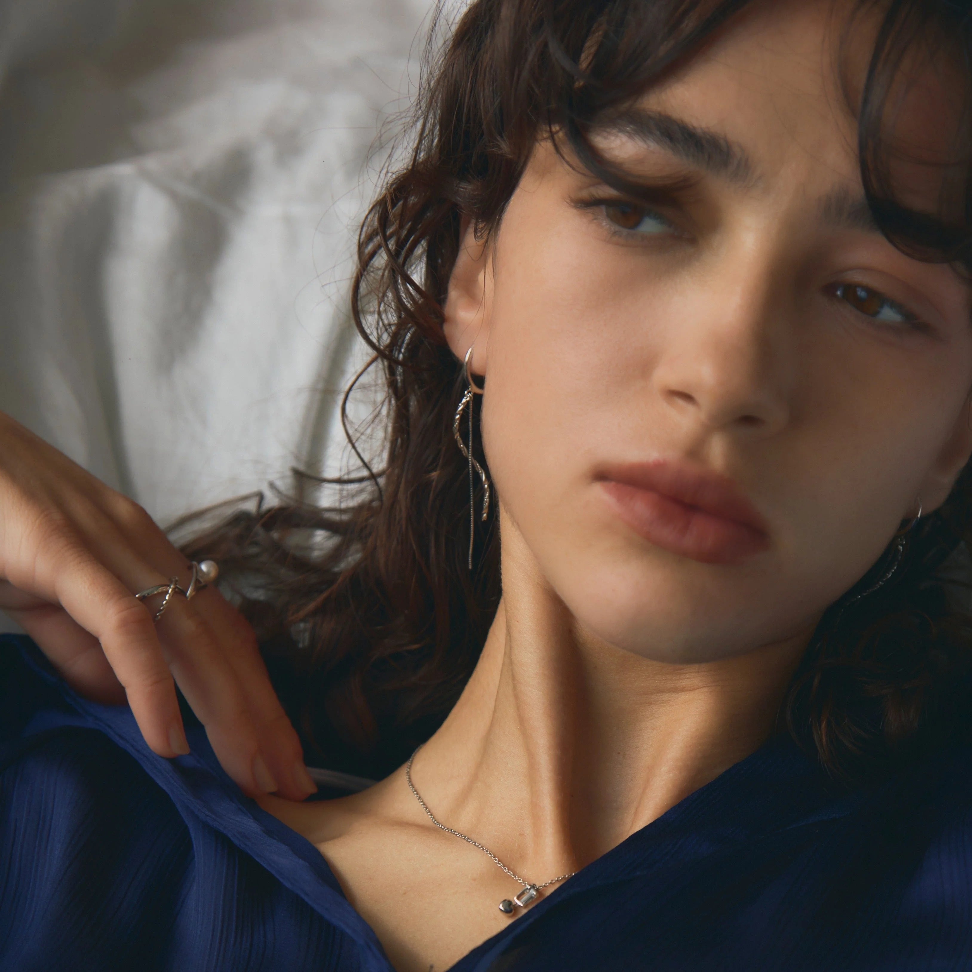 twist ウェーブバー&チェーンピアス【ep-039 silver】