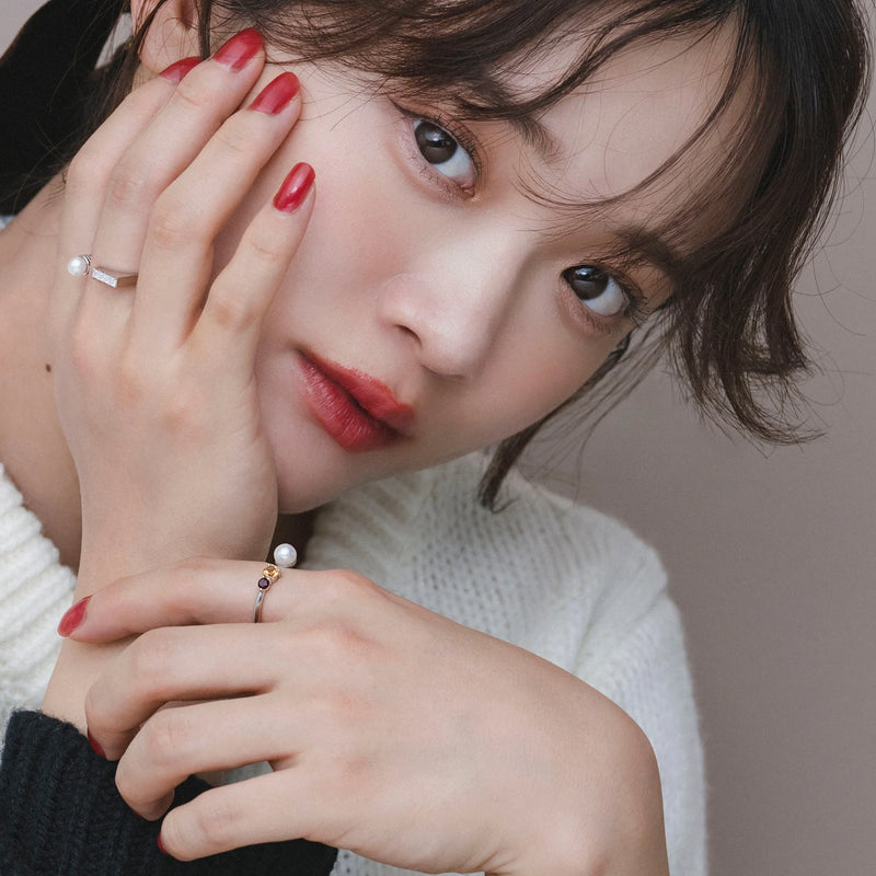 Karin Takubo × h..】スクエアストーンメランジュリング silver – Re:See