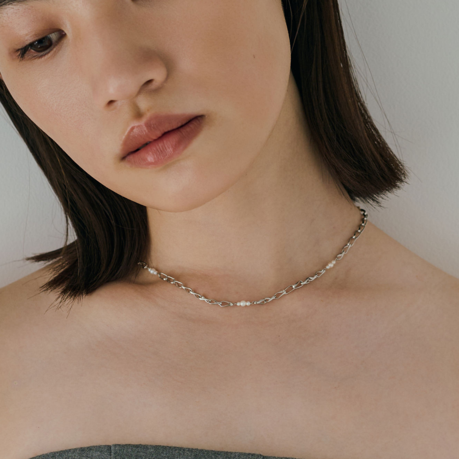 【anchor】ステーションパールチョーカー silver / Neck-034-SV