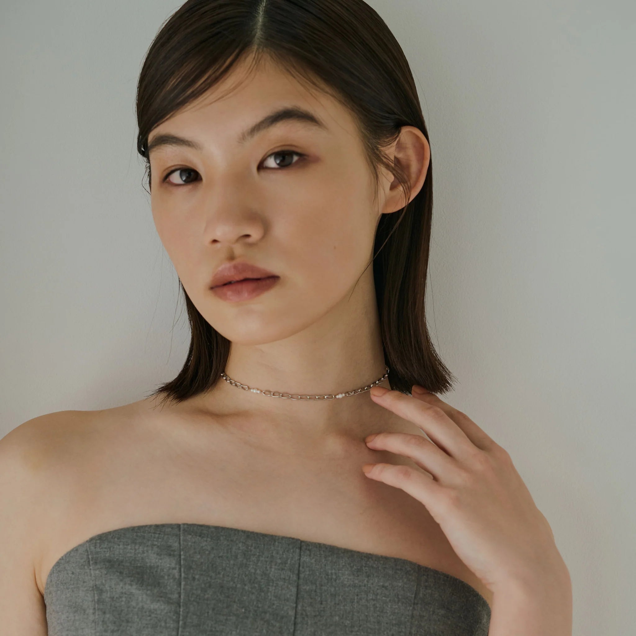 【anchor】ステーションパールチョーカー silver / Neck-034-SV