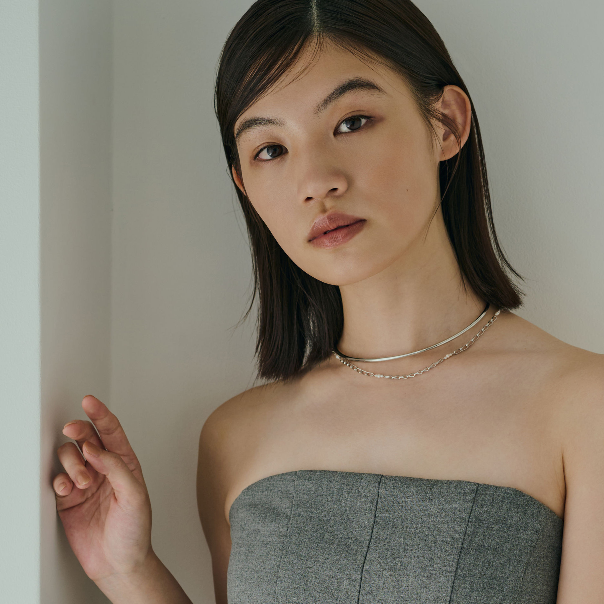 【anchor】ステーションパールチョーカー silver / Neck-034-SV