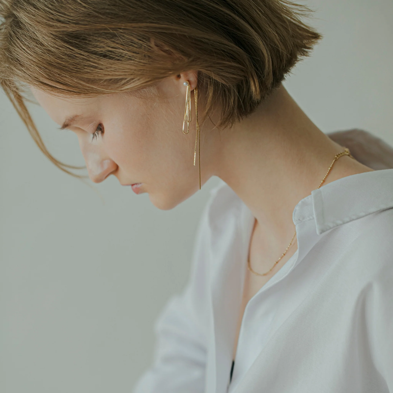 【link】リボンチェーンピアス gold (EP-046-GD)