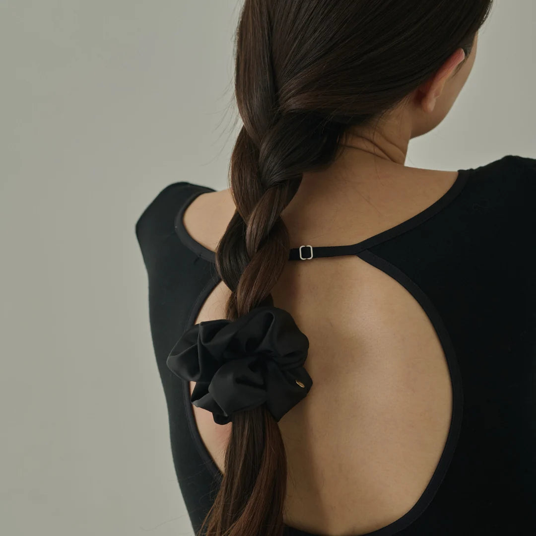 【Scrunchie】サテン BLACK【HAIR-001-BLK】