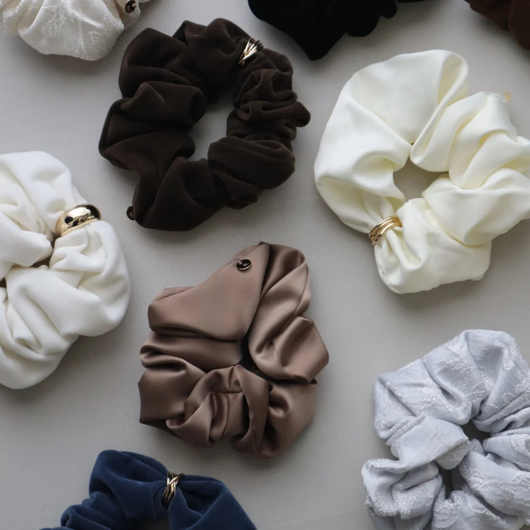 【Scrunchie】サテン BLACK【HAIR-001-BLK】