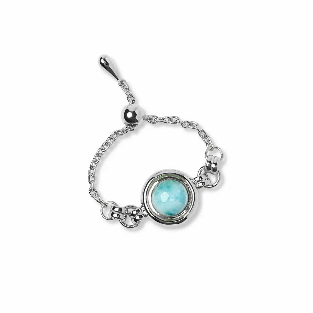 【glint】天然石チェーンフリーサイズリングφ6.0㎜ silver-ラリマー【RING-038-SV-LM】