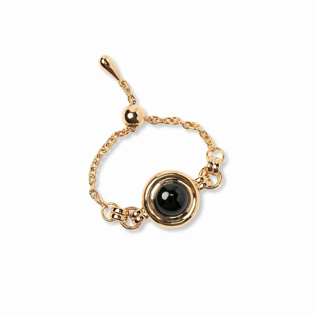 【glint】天然石チェーンフリーサイズリングφ6.0㎜ gold-オニキス【RING-038-GD-OX】