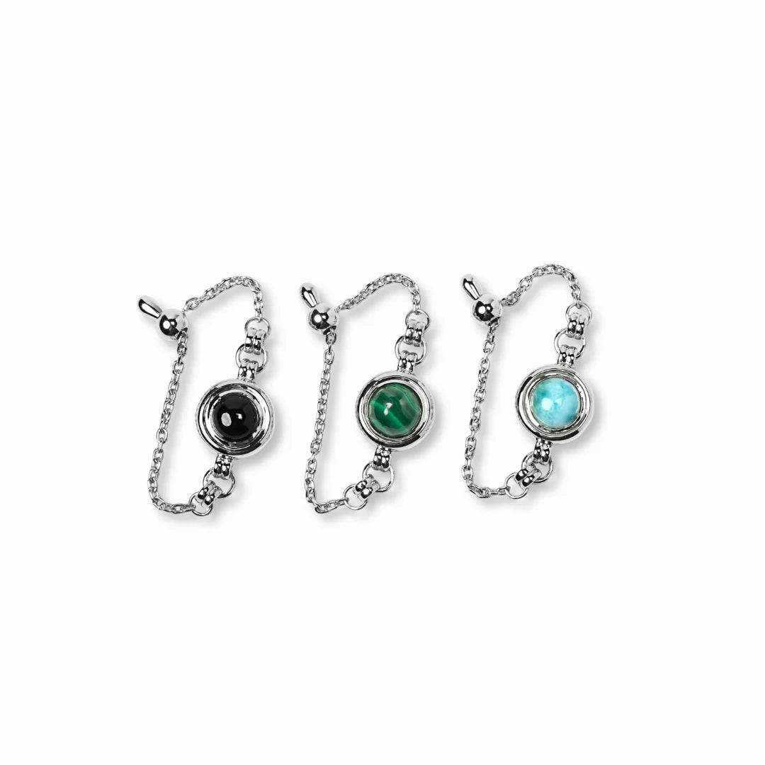 【glint】天然石チェーンフリーサイズリングφ6.0㎜ silver-オニキス【RING-038-SV-OX】