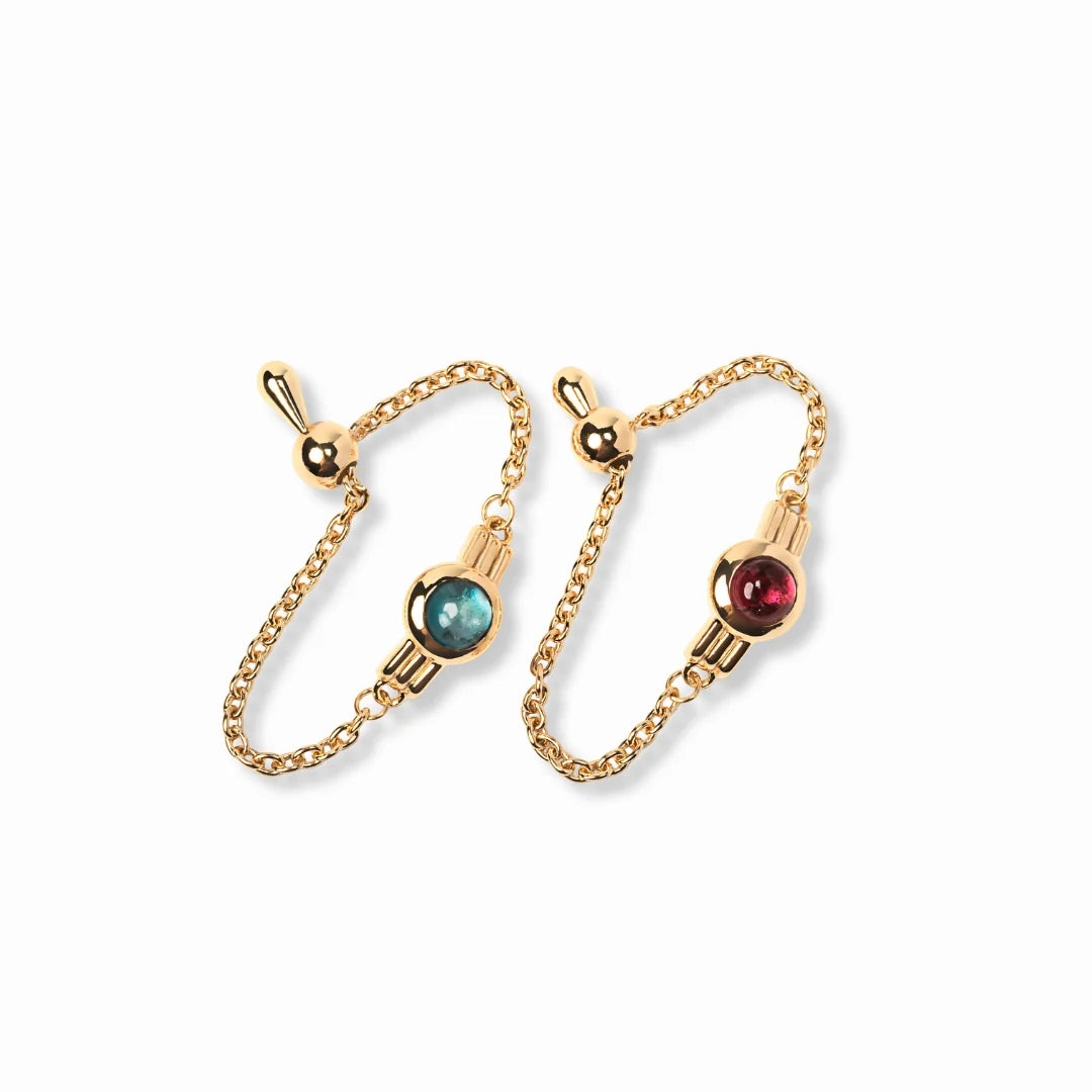 【glint】天然石チェーンフリーサイズリングφ4.0㎜ gold ロンドンブルートパーズ【RING-039-GD-LBT】
