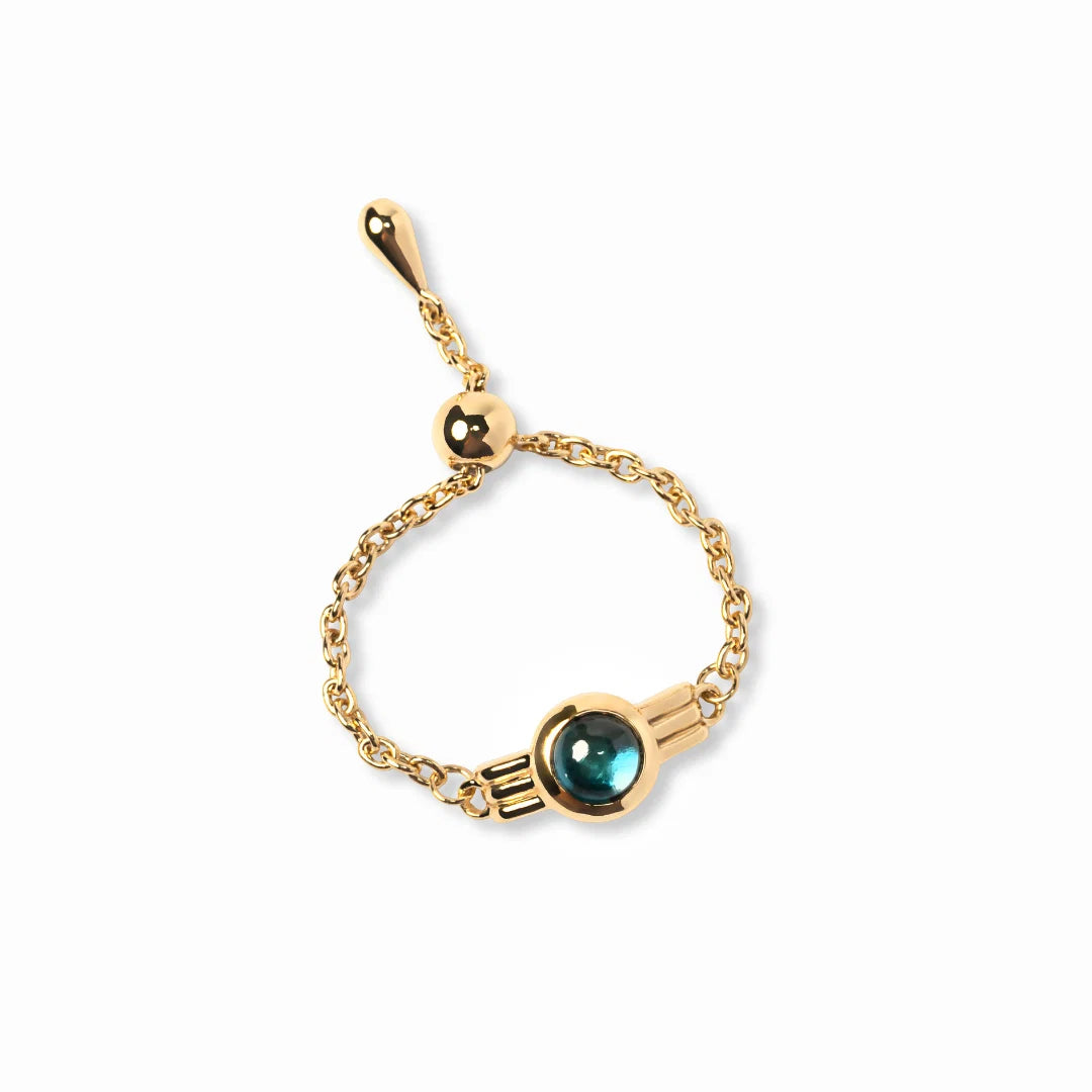 【glint】天然石チェーンフリーサイズリングφ4.0㎜ gold ロンドンブルートパーズ【RING-039-GD-LBT】