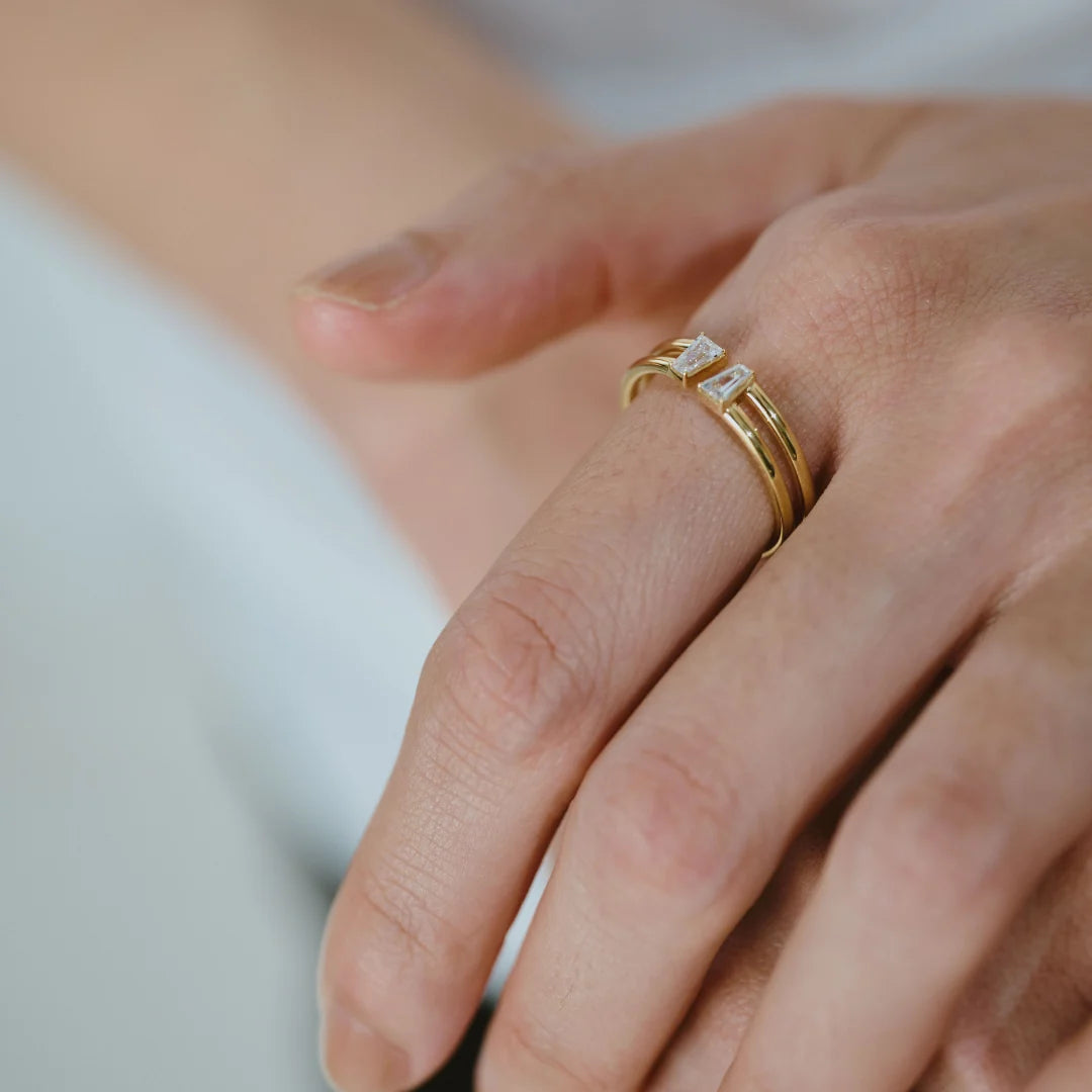 【bonbon】テーパードエイチリング gold【 RING-041-GD】