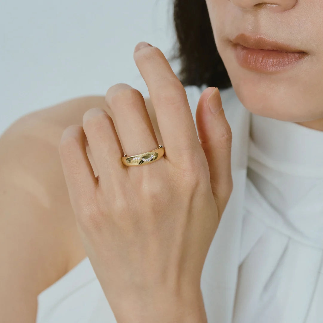 【bonbon】フローイングメレリング gold【 RING-042-GD】