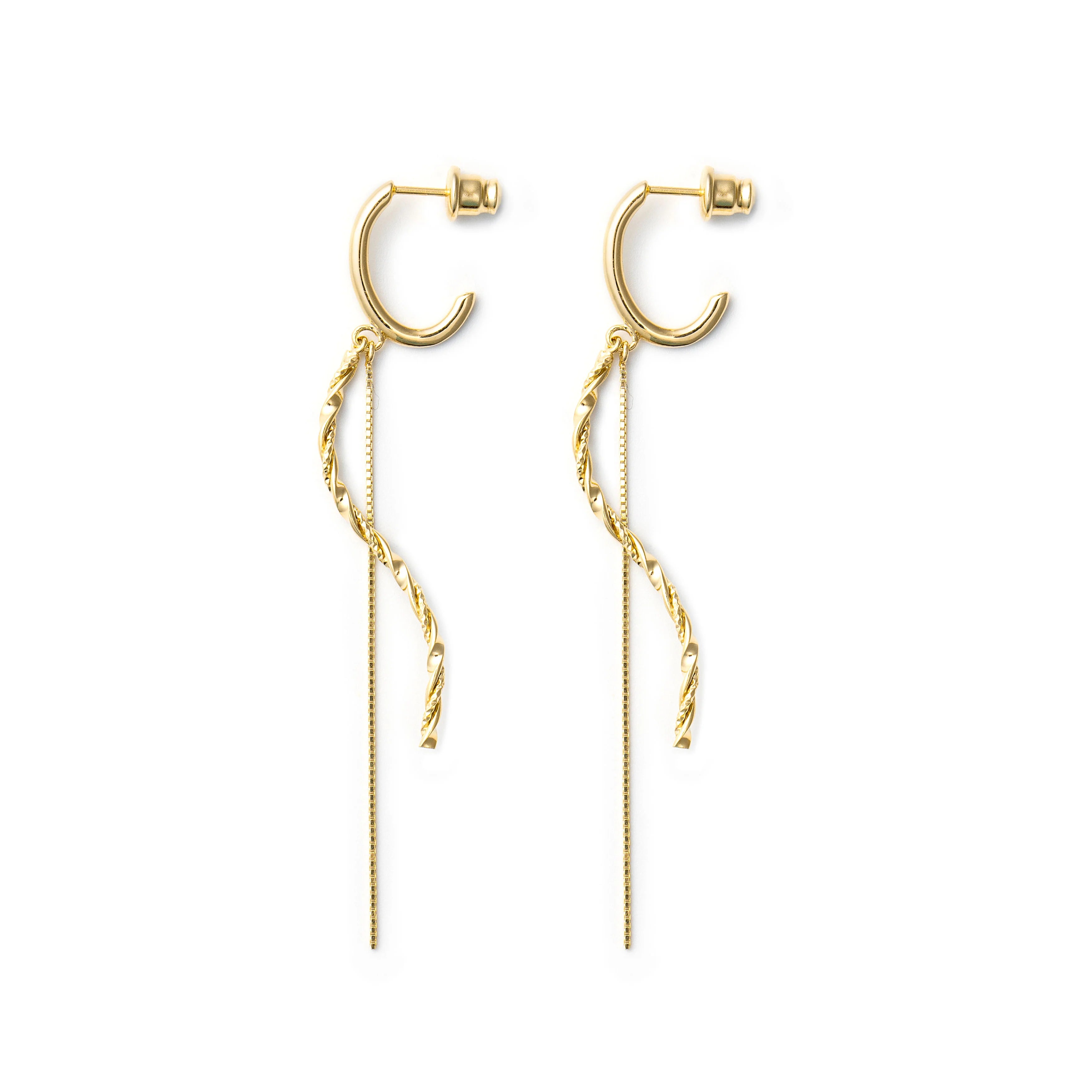 twist ウェーブバー＆チェーンピアス【ep-039 gold】